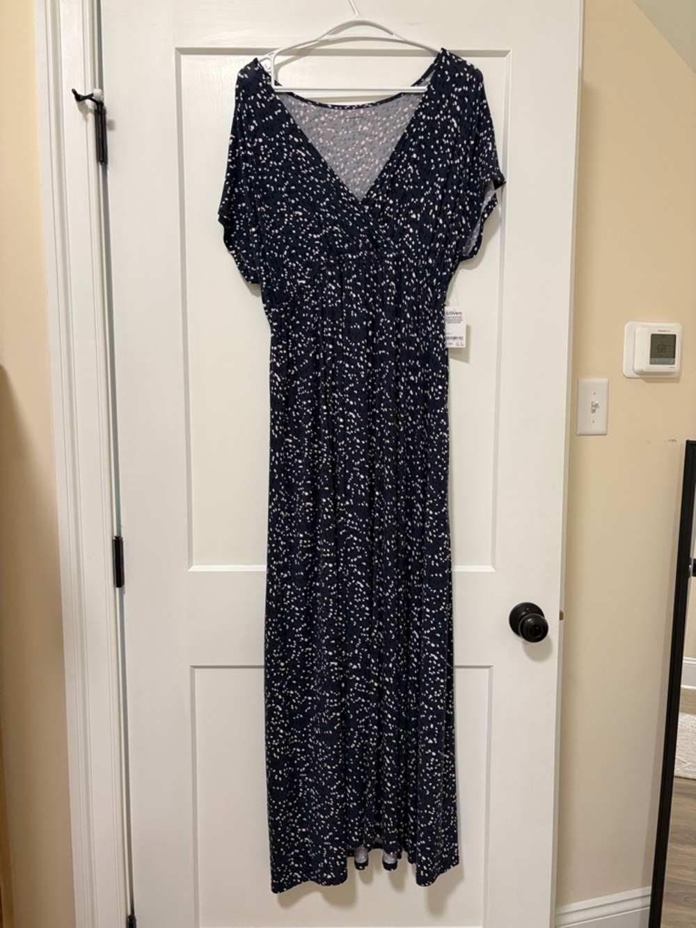 Amazon Essentials Navy Maxi Dress with White Dot Print